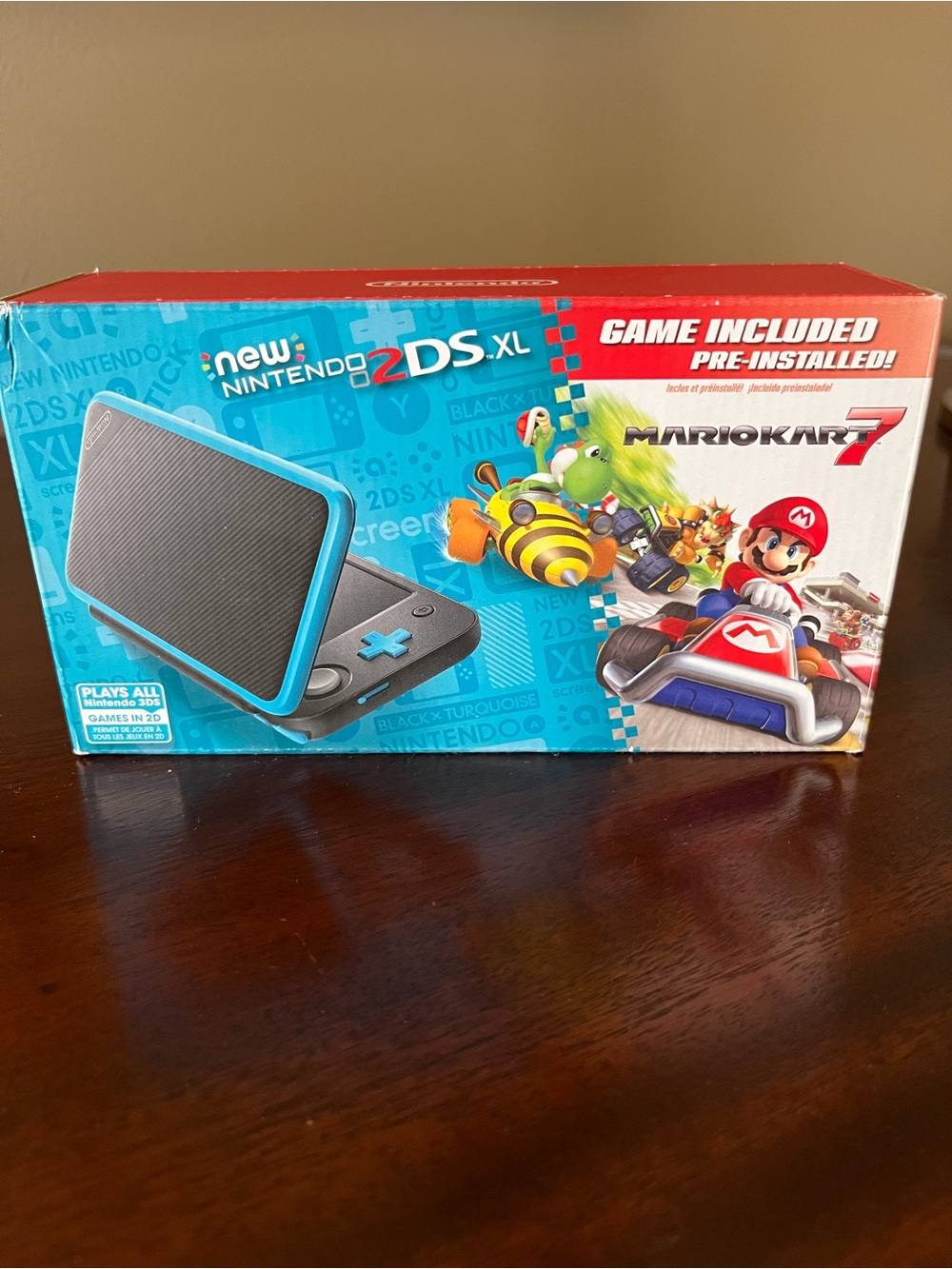 Nintendo New 2DS XL Black with Turquoise Accents - Mario Kart 7 Included